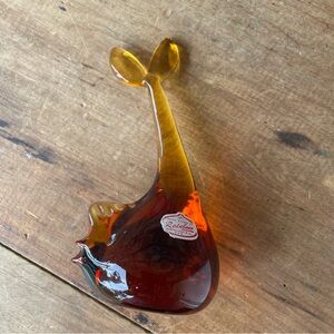 Rainbow Glass Fish Hand Blown Amber Marked 6” Tall Excellent Condition!